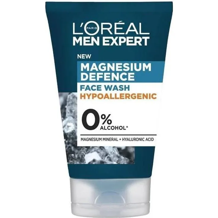 L'Oréal Paris Men Expert Magnesium Defense Face Wash, Gesichtsreiniger mit Hyaluronsäure, 100 ml, allergikerfreundlich