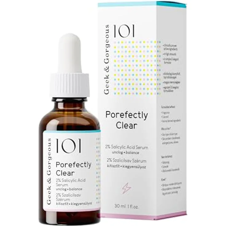 Geek & Gorgeous POREfectly CLEAR - Porenverfeinerndes Serum mit 2% Salicylsäure und Sarkosin - für klarere Haut - für Mischhaut und fettige Haut - 30 ml