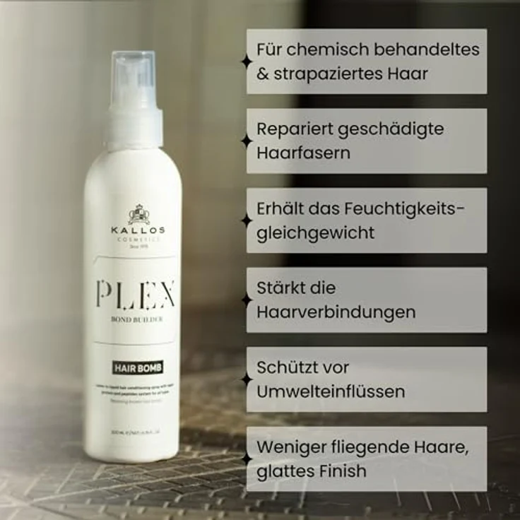 Kallos Plex Bond Builder Hair Bomb Leave-In Haarpflegespray mit veganem Protein- und Peptidkomplex, 200 ml – Bild 3