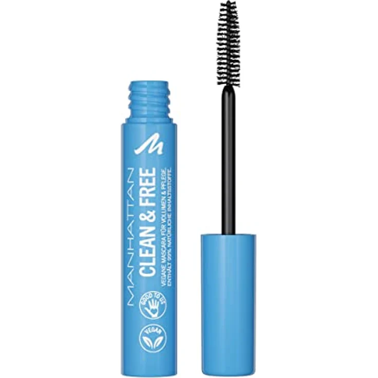 Manhattan Clean & Free Mascara Fb. 1010N Black, wasserfeste, pflegende Wimperntusche, vegan, 7 ml – Bild 1