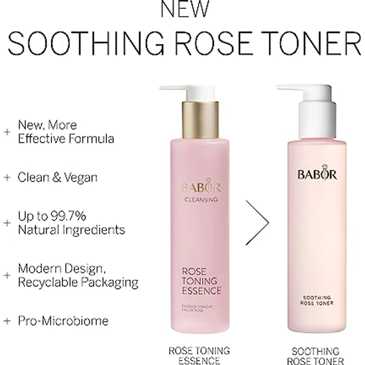 BABOR Cleansing Soothing Rose Toner für jede Haut, Gesichtswasser zur täglichen Gesichtsreinigung, Mit Rosenduft, Ohne Alkohol, Vegane Formel, Rose Toning Essence, 1 x 200 ml – Bild 4