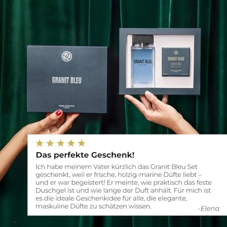 Yves Rocher GRANIT BLEU Geschenkset für Männer, Eau de Toilette 100 ml & festes Duschgel 100 g, maritime Frische mit Meeresalgen & Sand-Vetiver – Bild 4