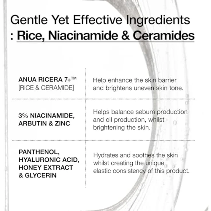 Anua Rice 7 + Ceramide Serum, Gesichtsserum mit Reisextrakt, Hyaluronsäure und Niacinamid, 50ml, duftfrei – Bild 3