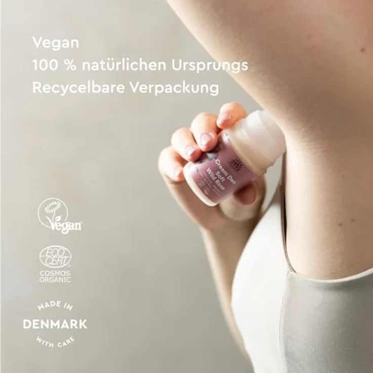 Urtekram Deodorant Soft Wild Rose 50ml, alkoholfrei und ohne Aluminiumsalze, sanft pflegend für normale & trockene Haut – Bild 3