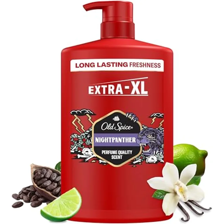 Old Spice Nightpanther 3in1 Duschgel & Shampoo für Männer, 1L, langanhaltender, frischer Duft in Parfümqualität, Tiefenreinigung für Haare-Gesicht-Körper, sanftes Hautgefühl