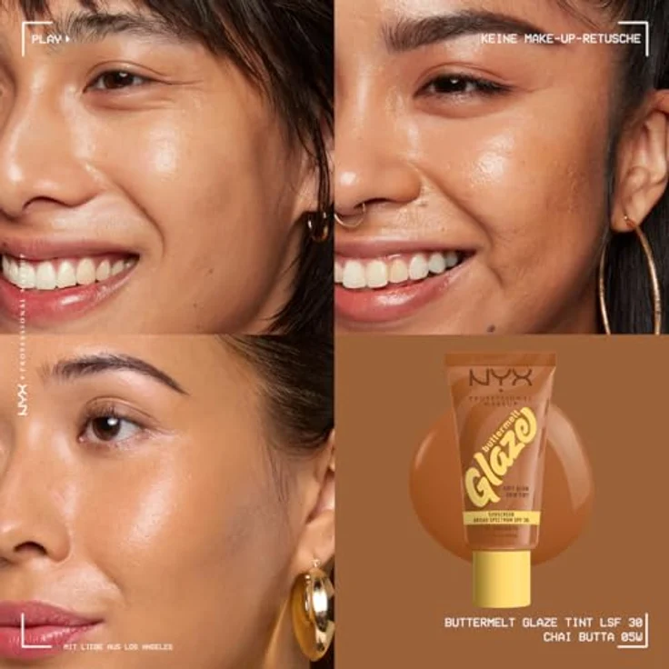 NYX PROFESSIONAL MAKEUP Buttermelt Glaze Foundation, LSF 30, 30 ml, Farbton: 05 Chai Butta, mit Sheabutter, Mangobutter und Niacinamide – Bild 3