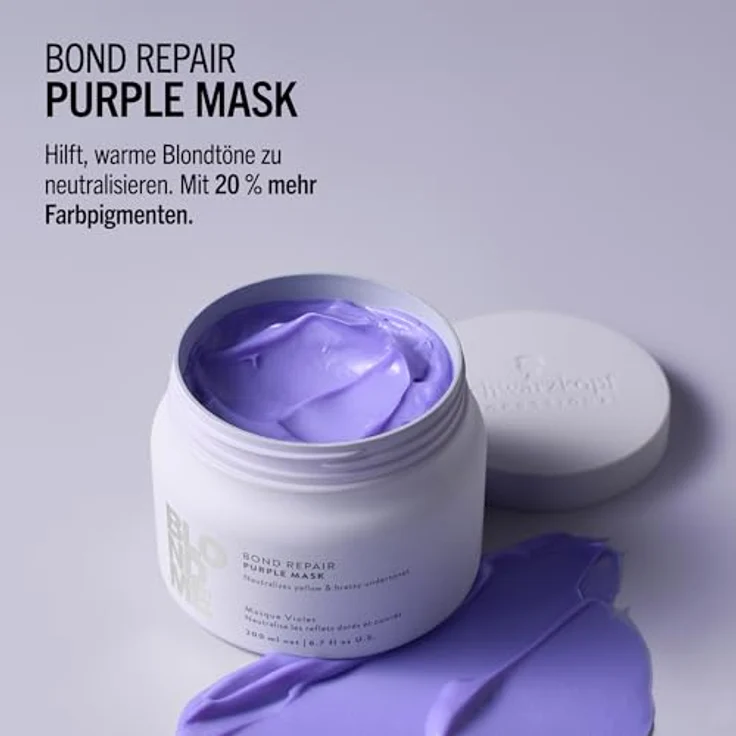 Schwarzkopf Professional BLONDME Bond Repair Purple Mask Cool Haarmaske 200 ml - Neutralisiert Gelbtöne, Pflegend und Stärkend – Bild 4