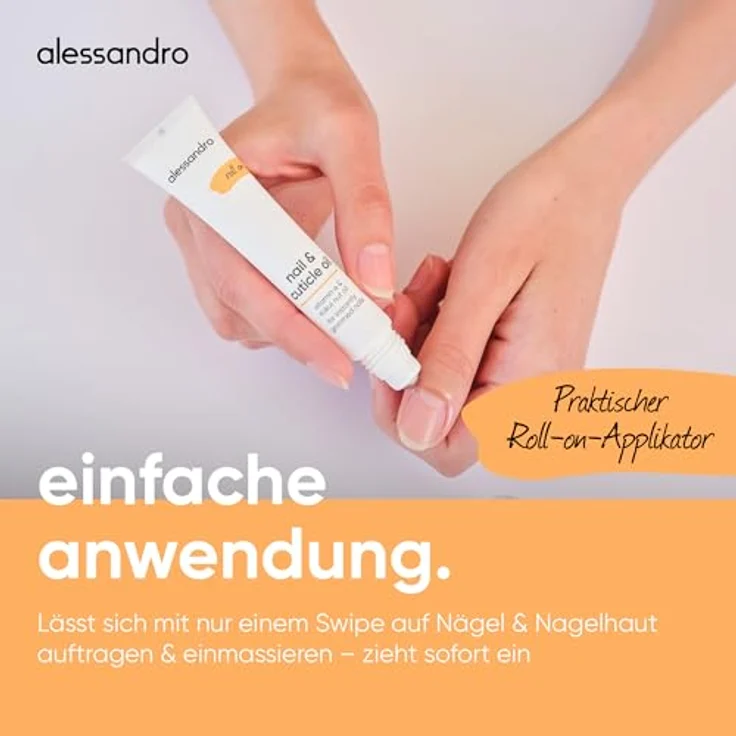 alessandro Nail & Cuticle Oil, Pflegendes Nagelöl mit Kukuinussöl & Vitamin E, Schnell einziehend, Ideal für unterwegs, 15ml, Vegan – Bild 3