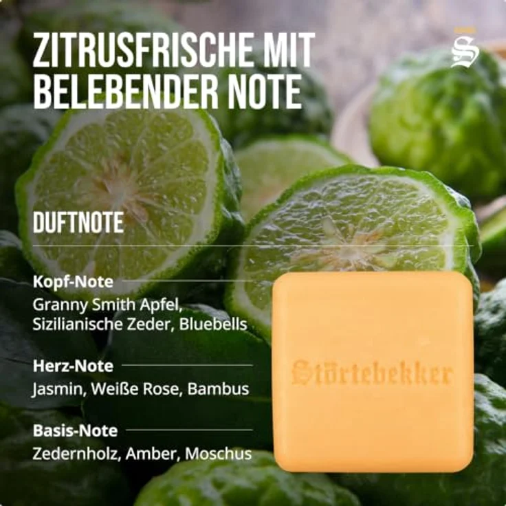 Störtebekker® Premium Shampoo Bar Summer Breeze Bergamotte, festes 3in1 Shampoo für Haar, Kopfhaut & Bart - vegan, handgefertigt, 100g – Bild 3