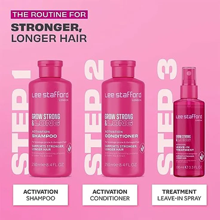Lee Stafford Grow Strong Long Activation Leave-In Treatment, 100 ml - Stärkung für langes Haar, leichtes Pflege-Serum – Bild 4