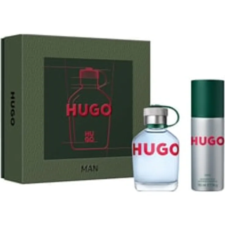 HUGO BOSS Hugo Man Eau de Toilette 75 ml und Deodorant-Spray 150 ml, Herren Duftset in grüner Geschenkschachtel