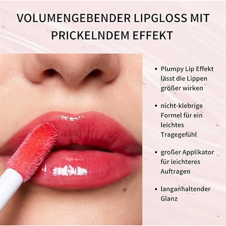 Fleeky Plumpy Lip Gloss, Lippenpflege mit volumengebendem Effekt, 5 ml, Cherry Red – Bild 4