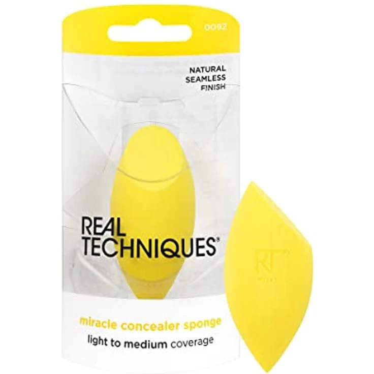 REAL TECHNIQUES Miracle Concealer Sponge, Schwamm zum Mischen von Make-up für flüssige und cremefarbene Concealer, präzises Auftragen unter den Augen und an engen Stellen, 1 Stück – Bild 1