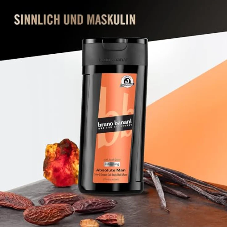 Bruno Banani Absolut Man Shower Gel 250ml, 2024 Version - Sinnlich-maskuliner Männerduft, 3-in-1 Shower Gel – Bild 4