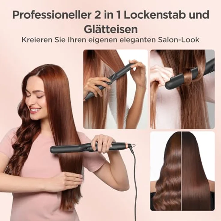 BESTOPE MIX Lockenstab Hair Curler 5 in 1, antistatisches Keramik Welleneisen mit 3 Fässern, einstellbarer Temperatur bis 210°C, schnelle Erwärmung, rose gold – Bild 4