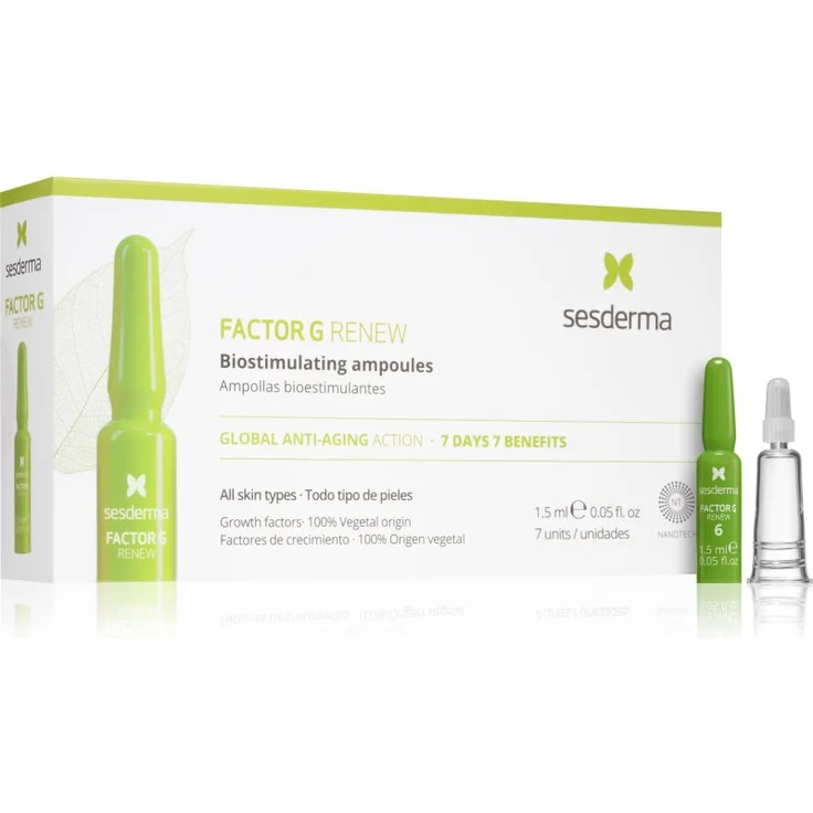 Sesderma Factor G Renew Gesichtsserum, revitalisierend zur Verjüngung der Haut, 7x1,5 ml, glättet Falten und verbessert den Hautton