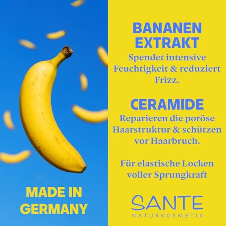 SANTE Perfect Curls Shampoo Ceramide, 250 ml - Haarshampoo mit Ceramiden & Bananen-Extrakt, Anti-Frizz Feuchtigkeitspflege für lockiges & welliges Haar, vegan & sulfatfrei – Bild 4