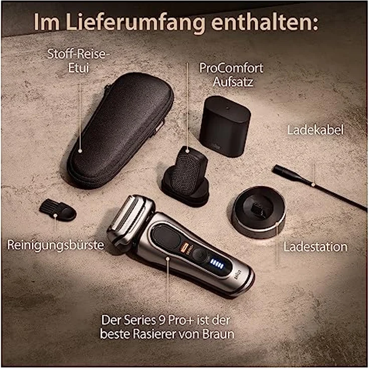 BRAUN 9557S Series 9, Herrenrasierer mit ProComfort Aufsatz und SyncroSonic-Technologie, Silberfarben, 100% wasserdicht, 60 Minuten Akkulaufzeit – Bild 9