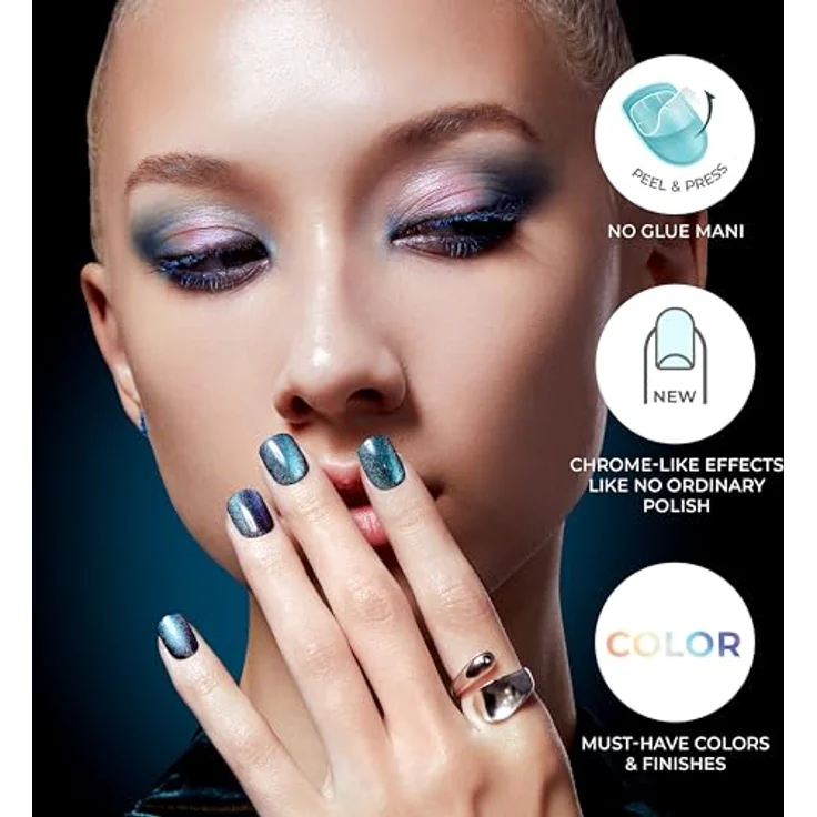 KISS Color FX im Press, selbstklebende künstliche Fingernägel, 30 Stück für Maniküre und Nageldesign – Bild 3