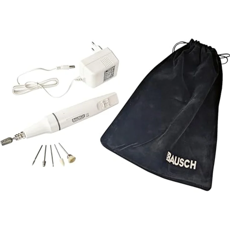 PETER BAUSCH Bausch 0381D Elektrisches Maniküre-/Pediküregerät, kabellos, 5 Aufsätze, Hand- und Fußnägel Pflege, Hornhaut entfernen, Reisestoffbeutel, Made in Germany – Bild 1