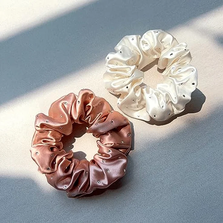 townssilk große Schleife Seide Krawatte, 100% reine Maulbeerseide, 22 Momme, haarfreundlich, elastisch, 2-teilig, weißer Diamant + Rose Diamant – Bild 1