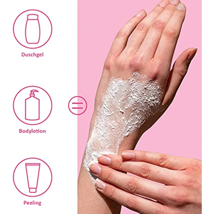 puremetics 3in1 Dusch-Fluff 250 g Duschgel Peeling und Lotion in Einem 100% vegan & plastikfrei pflegend hautverfeinernd & glättend – Bild 2