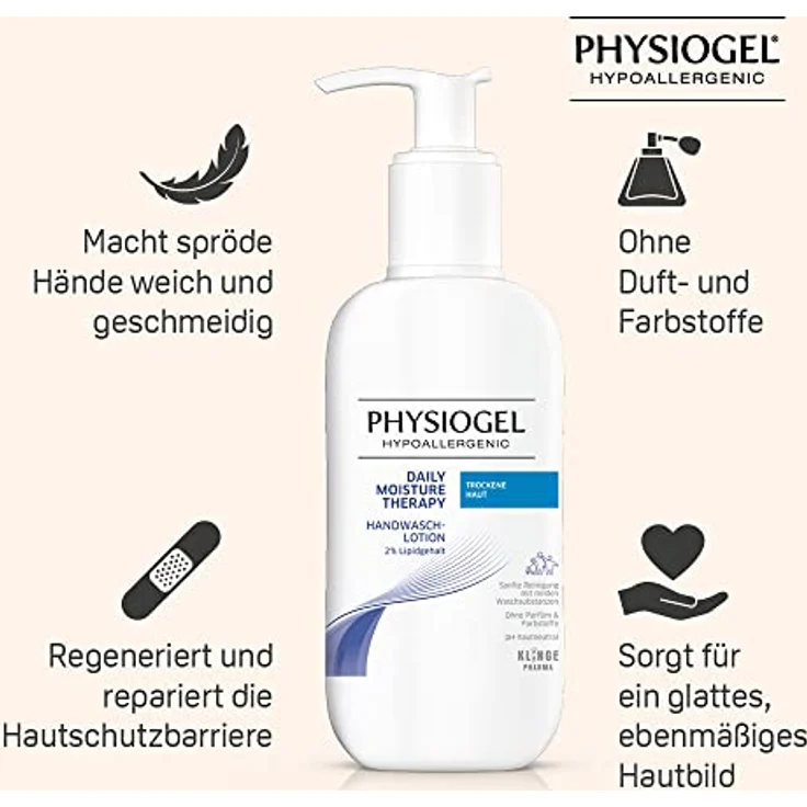 PHYSIOGEL Daily Moisture Therapy Handwaschlotion 400 ml – Flüssigseife für die milde Reinigung trockener Hände – regenerierende, pH-neutrale Seife – Bild 3