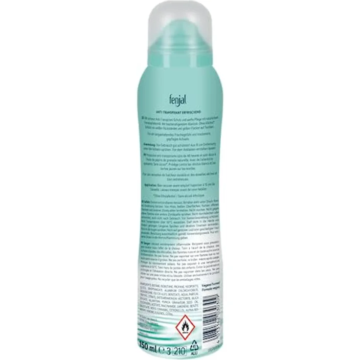 Fenjal Anti-Transpirant Spray - 150 ml, 48h Schutz, mit Granatapfelkernöl, Anti-Transpirant, vegane Pflege für empfindliche Haut - Erfrischend – Bild 2
