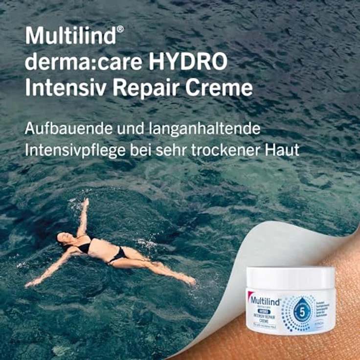 Multilind® derma:care HYDRO Intensiv Repair Creme, aufbauende und langanhaltende Intensivpflege bei sehr trockener Haut. Mit Ceramide NP, Panthenol, Glycerin, Rizinusöl, Beerenwachs, 150 ml – Bild 2