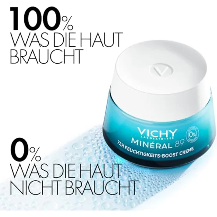VICHY 100H Feuchtigkeits-Boost Gesichtscreme für trockene Haut, Stärkt und regeneriert, Mit Hyaluronsäure, Mineralien, Niacinamid (B3), Squalan & Lipiden, Minéral 89, 50 ml – Bild 2