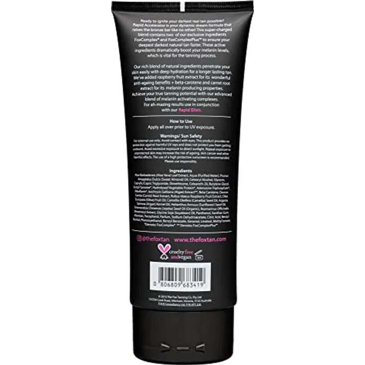 The Fox Tan - Rapid Accelerator - Bräunungsbeschleuniger ohne Selbstbräuner mit Beta-Carotin, Lotion für Gesicht und Körper, für Solarium, vegan und tierversuchsfrei, 180 ml – Bild 2
