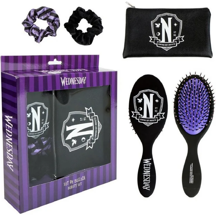 Wednesday Haarkamm Beauty Set für Kinder, Kamm und Haargummi für kreatives Styling und Haarpflege 