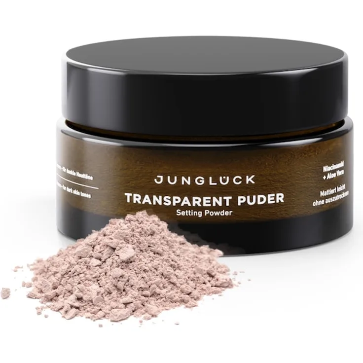 Junglück Transparent Puder 10 g, Rosé - leichtes Puder für mattes Finish und frisches Hautbild mit Niacinamid und Aloe Vera