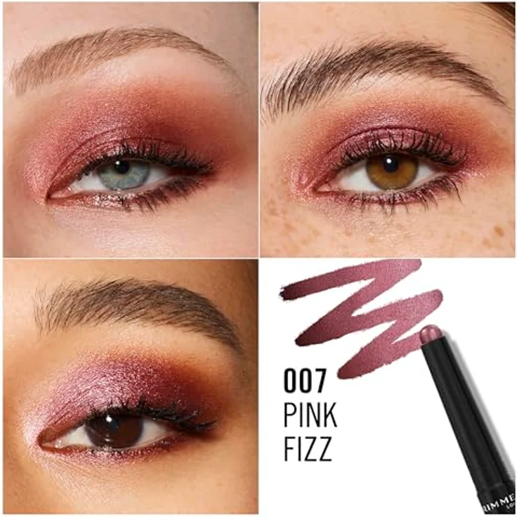 RIMMEL LONDON Wonder'Last 007 Pink Fizz Lidschattenstift, lebendige Farbe, einfach in einem Schritt aufzutragen, ultra-cremige vegane Formel, 1,64 g - Preisvergleich – Bild 3