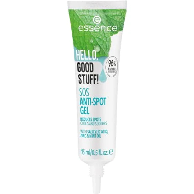 essence HELLO, GOOD STUFF! SOS ANTI-SPOT GEL, Gesichtsroller, transparent, für unreine Haut, Expressergebnis, pflegend, vegan, Mikroplastik Partikel frei, Nanopartikel frei (15ml) – Bild 1
