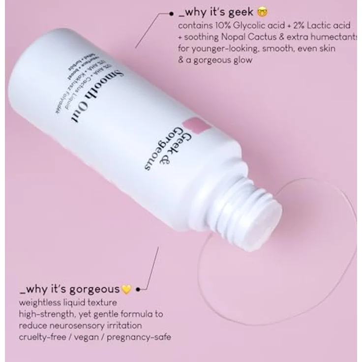 Geek & Gorgeous Smooth Out, Anti-ageing Peeling mit 12% AHA und Feigenkaktusextrakt, 30 ml für normale, trockene, fettige und Mischhaut – Bild 3