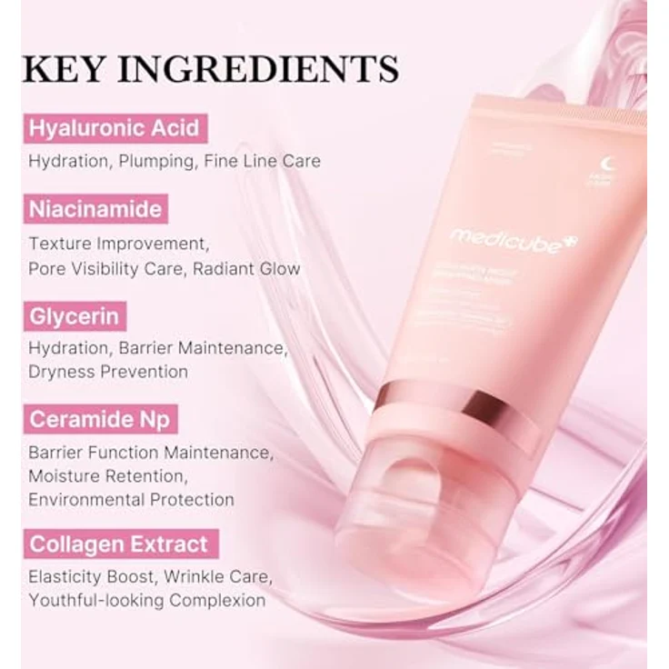Medicube Collagen Overnight Gesichtsmaske, Peel-Off Formel für intensive Hydratation, 75 ml – Bild 2