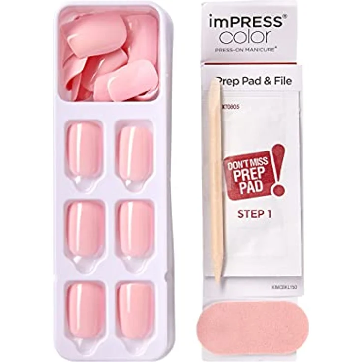 KISS imPRESS Color Short, selbstklebende künstliche Fingernägel, Pick Me Pink, 30 St. mit Gelnägel-Effekt – Bild 12