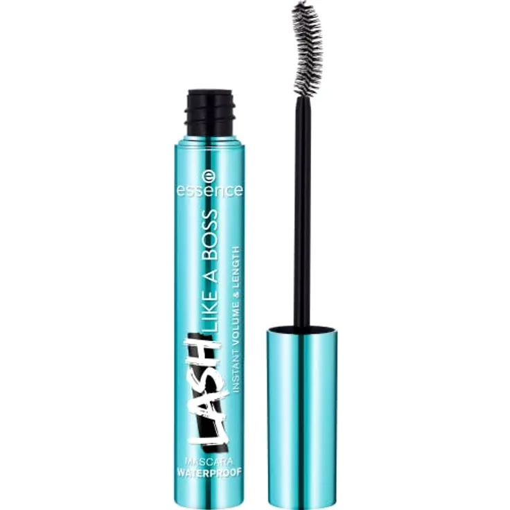 essence LASH LIKE A BOSS INSTANT VOLUME & LENGTH MASCARA WATERPROOF, Schwarz, volumengebend, schwunggebend, vegan, wasserfest, ohne Mikroplastikpartikel, Nanopartikel frei, 1er Pack (9.5ml)
