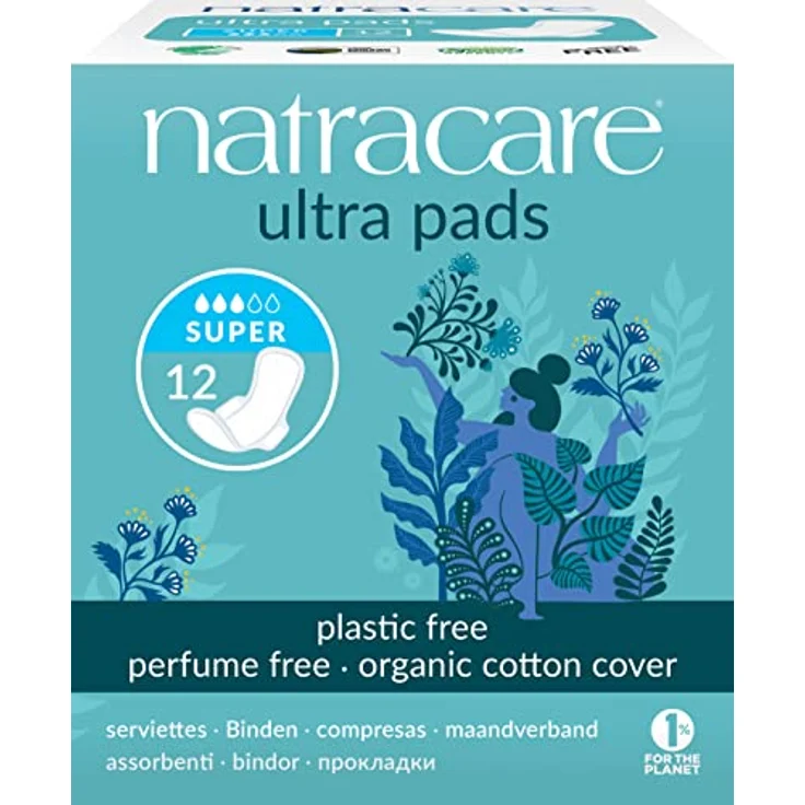 Natracare Ultra Pads super, Damenbinden mit Flügeln, 12 Stück, biologisch abbaubar – Bild 1