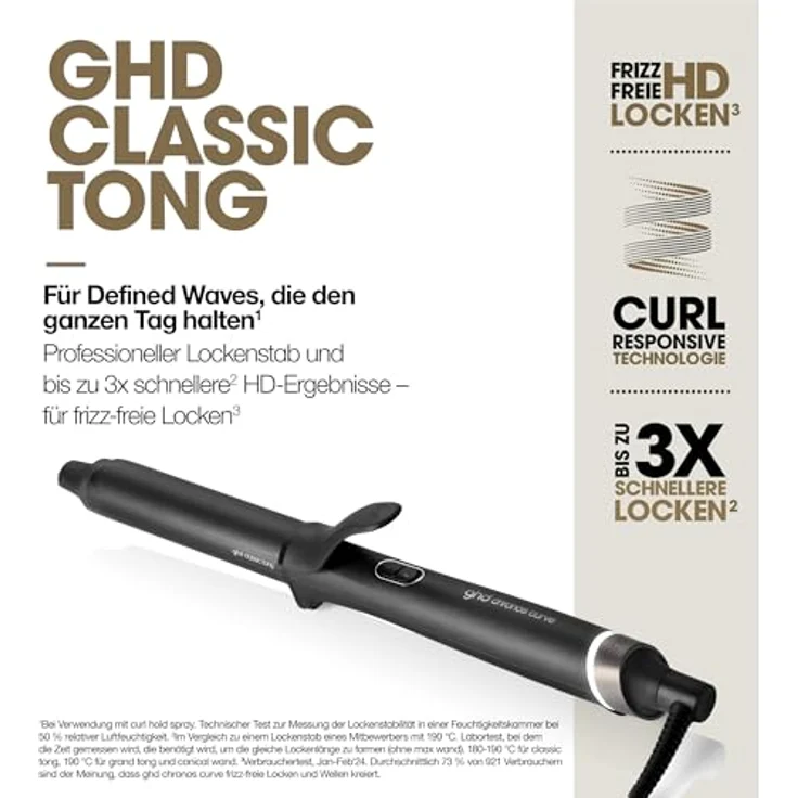 ghd chronos curve classic tong, professioneller Lockenstab in Schwarz mit 26 mm Durchmesser, bis zu 3x schnellere High-Definition Ergebnisse, frizz-frei und 185 °C optimale Stylingtemperatur – Bild 3