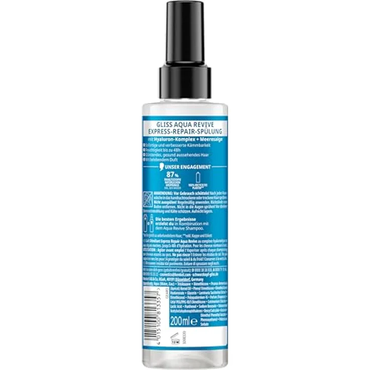Gliss Express-Repair-Spülung Aqua Revive, Haarspülung mit 48 h Feuchtigkeit, Hitzeschutz bis 230 °C, 200 ml – Bild 3