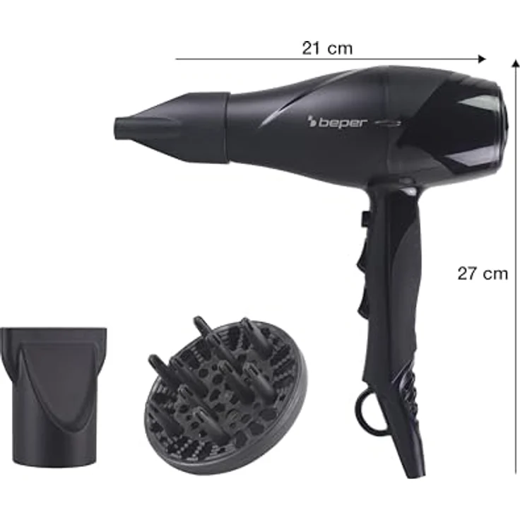 BEPER P301ASC002 Professioneller Haartrockner 2200 W, 2 Geschwindigkeiten, 3 Temperaturen, Kaltluftstoß, Volumendiffusor und Styling-Konzentrator, langlebiger Motor – Bild 4