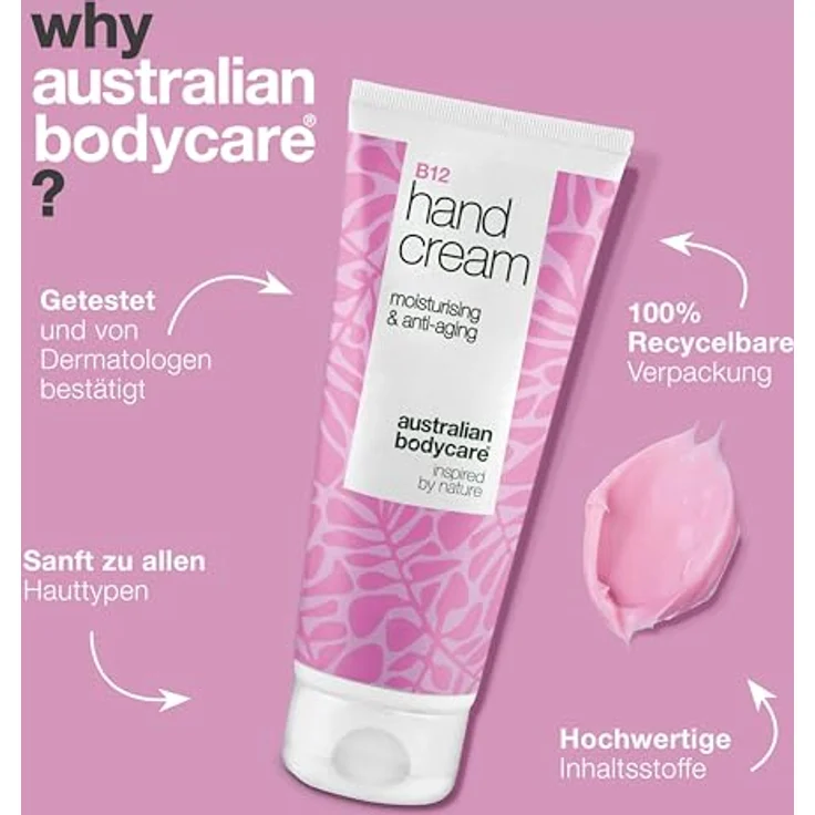 Australian Bodycare Intensive B12 Handcreme, Nährende Pflege mit B12-Vitamin, Süßholzwurzelextrakt, Glycerin und Sheabutter für trockene, raue und gealterte Hände – Bild 4