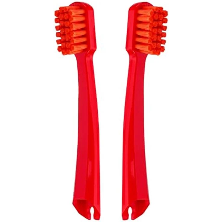 Curaprox Kids Travel Refill, Ersatz-Kopf für Kinderzahnbürsten, rot, 2er Pack mit feinen Borsten und lustigem Design – Bild 1