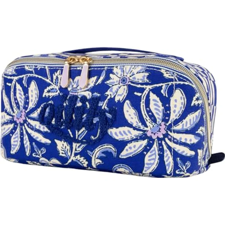 Oilily Cisse Kulturbeutel, Cosmetic Bag mit übersichtlichem Design, goldfarbenem Reißverschluss und floralem Muster in Surf The Web, blau – Bild 2