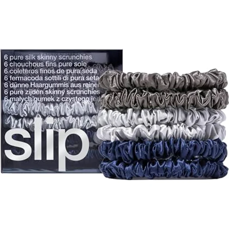 Slip Dünne Haargummis Aus Reiner Seide schwarz, silber, blau – Bild 2