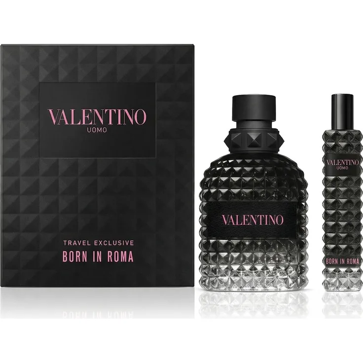 Valentino Valentino Uomo Born In Roma EDT 100 ml + EDT MINI 10 ml, Eau de Toilette Set für Männer mit Bergamot, Lavendel und Patchouli