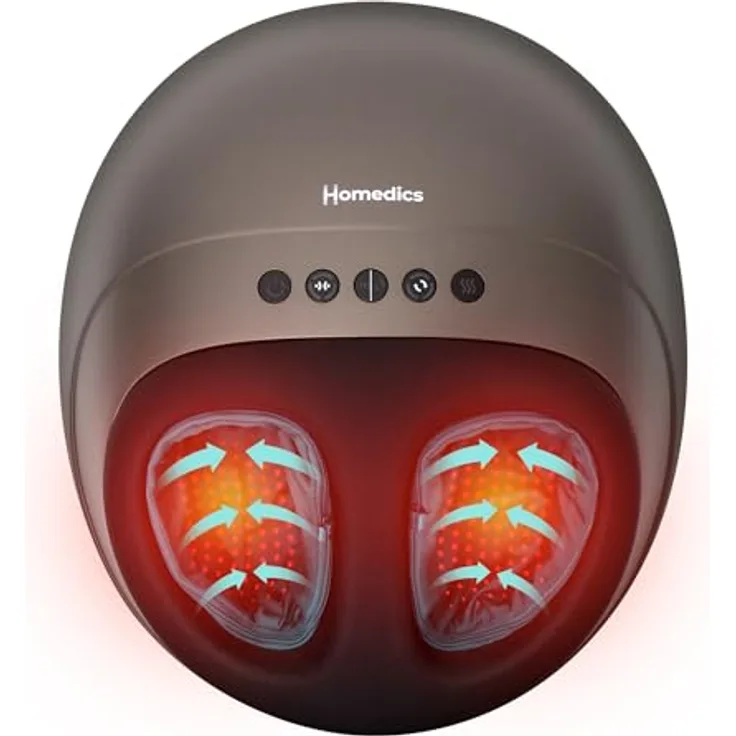 HoMedics Shiatsu Air Pro Fußmassagegerät, elektrisches Fußmassagegerät mit Luftkompression, Wärmefunktion und anpassbarer Massageintensität