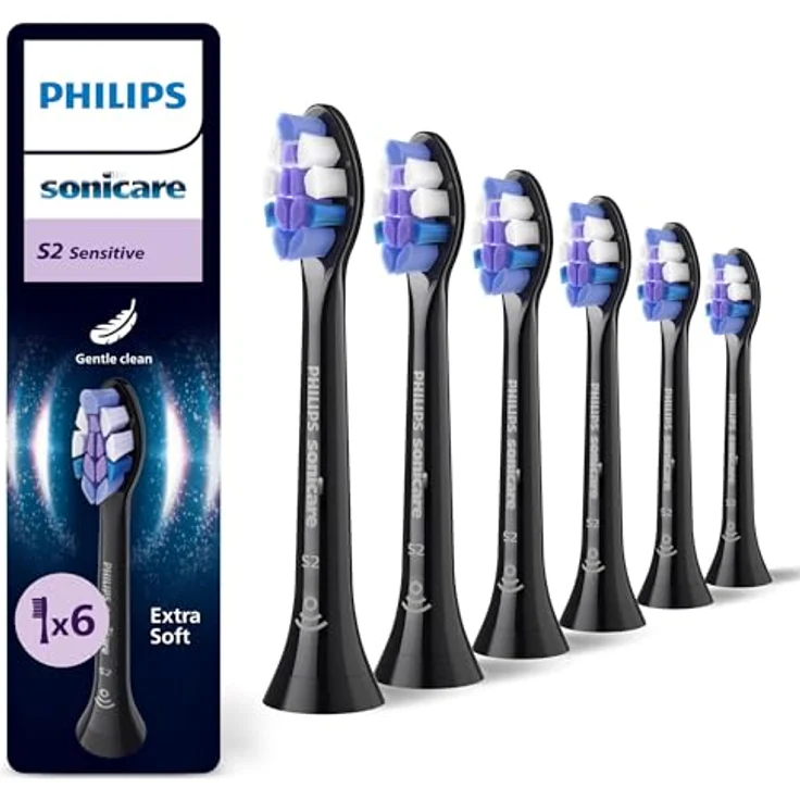 Philips Sensitive HX6056/88, 6er-Pack Bürstenköpfe für empfindliche Zähne, sanfte Plaque-Entfernung – Bild 1